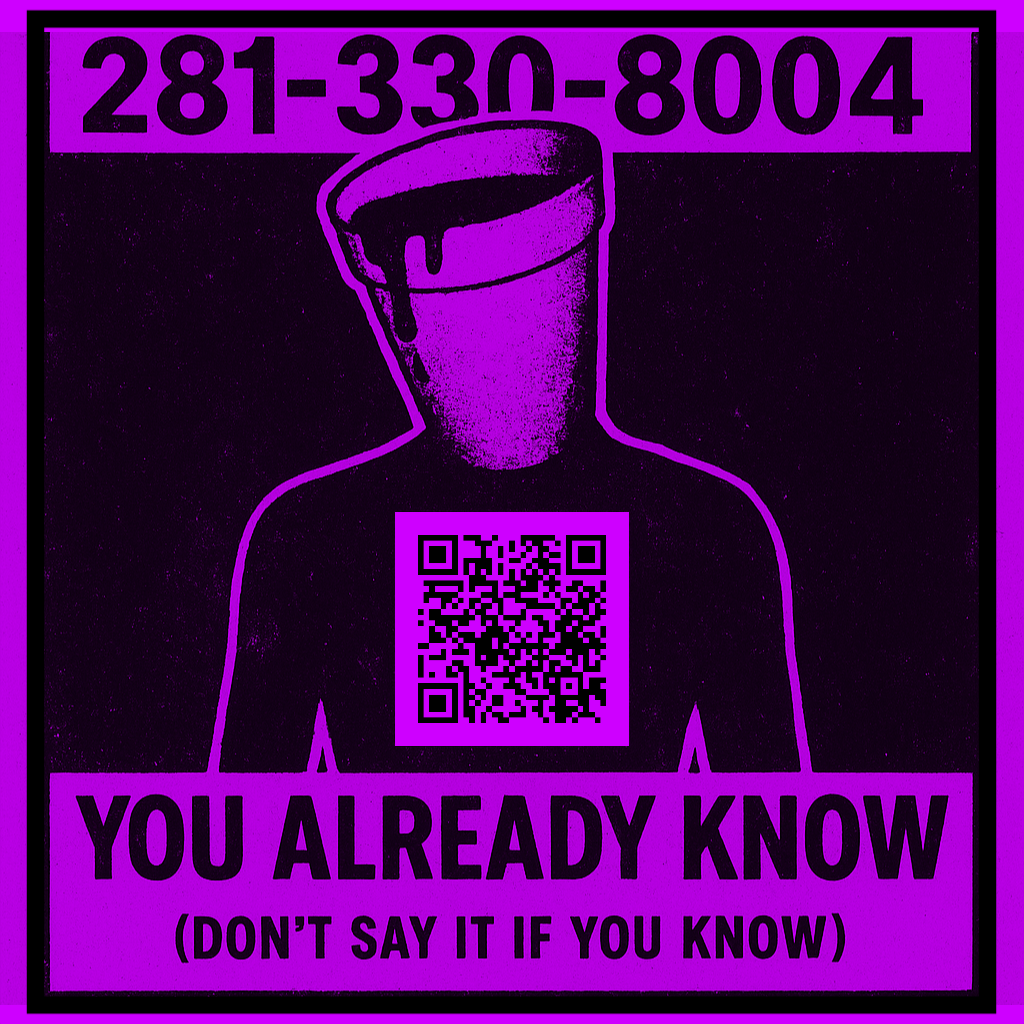 Grainy analog horror poster of a figure with a styrofoam cup for a head and the number 281-330-8004.